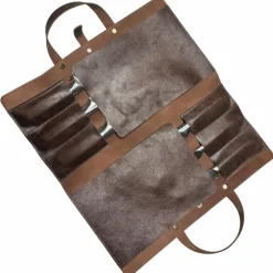 Knivväska med 6 fack läder, brun