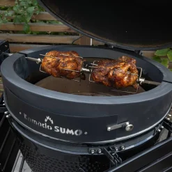 Kolgrill, svart + grillmästarens rotisseri och pizzaugn