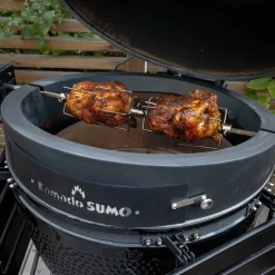 Kolgrill, svart + grillmästarens rotisseri och pizzaugn