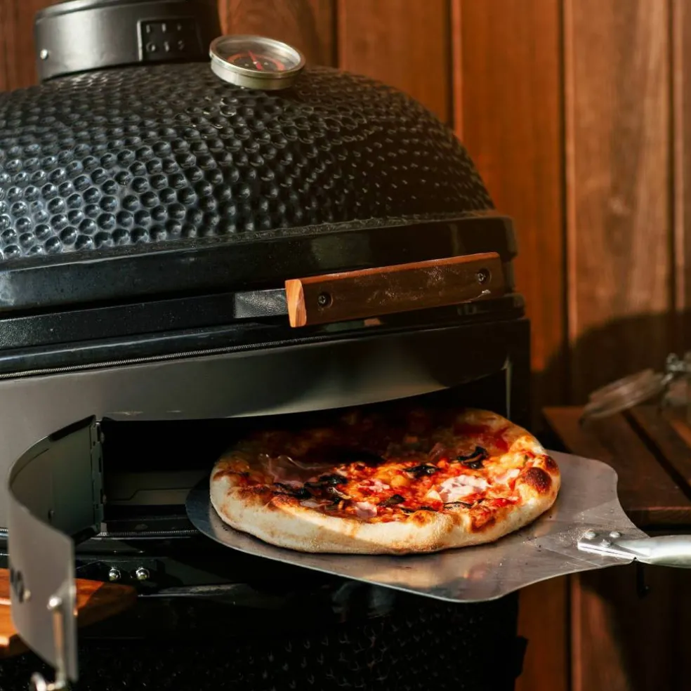 Kolgrill, svart + grillmästarens rotisseri och pizzaugn