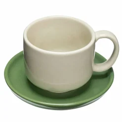 Kopp med fat, blå/brun