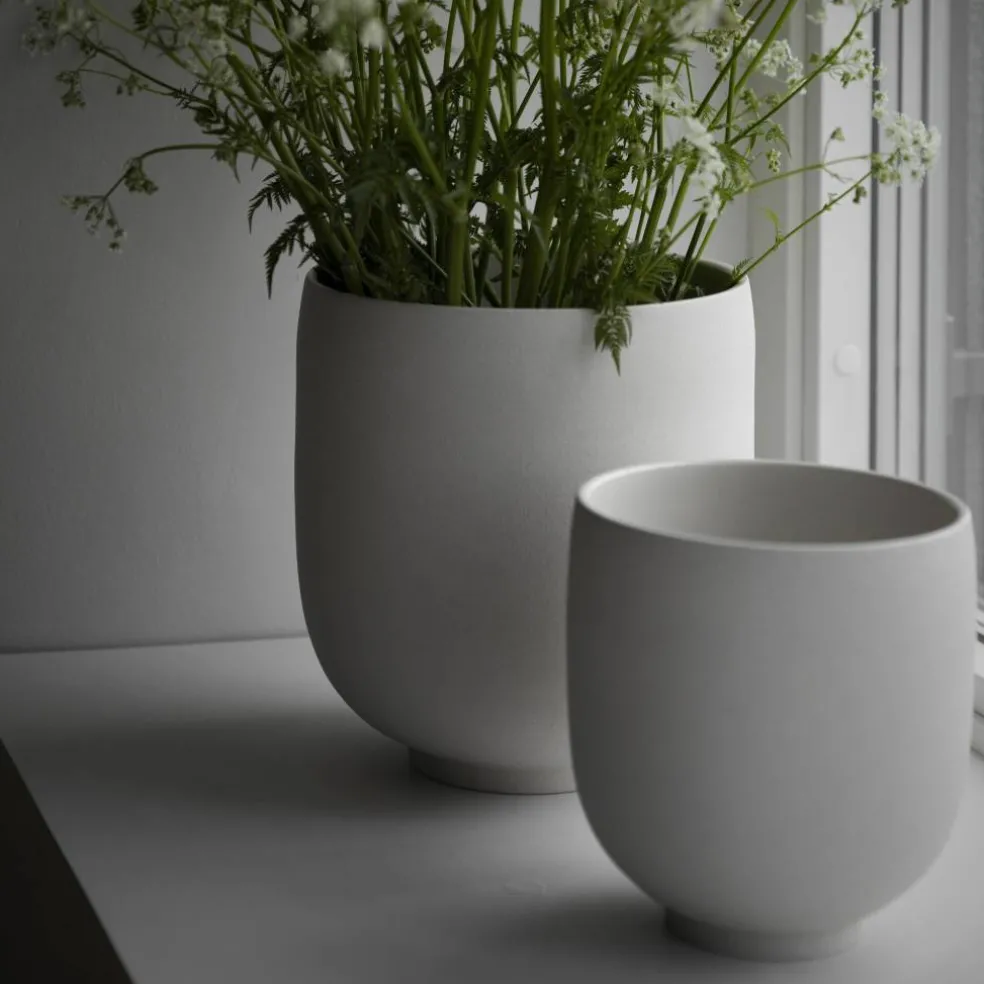 Kruka i stengods 21 cm, naturvit