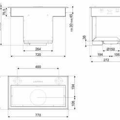 KSEG78PXE integrerad köksfläkt 77 cm, rostfritt stål