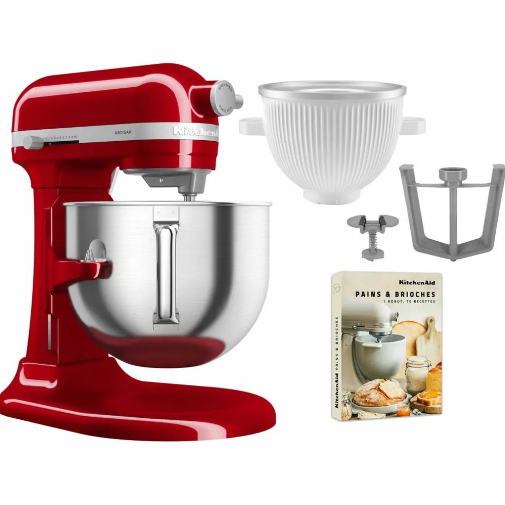 5KSM70SHXE köksmaskin 6,6 liter + 5KSMICM Ice Cream Maker, pebbled palm