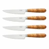 Köttkniv 22,5 cm 4-pack, rostfritt stål/olivträ