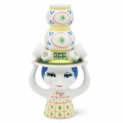 Lady med hatt ljusstake 16 cm, rosa