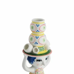 Lady med hatt ljusstake 16 cm, rosa