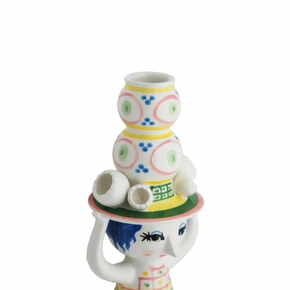 Lady med hatt ljusstake 16 cm, rosa