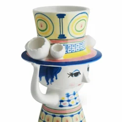 Lady with hat vase 20,5 cm, blå
