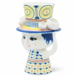 Lady with hat vase 20,5 cm, blå