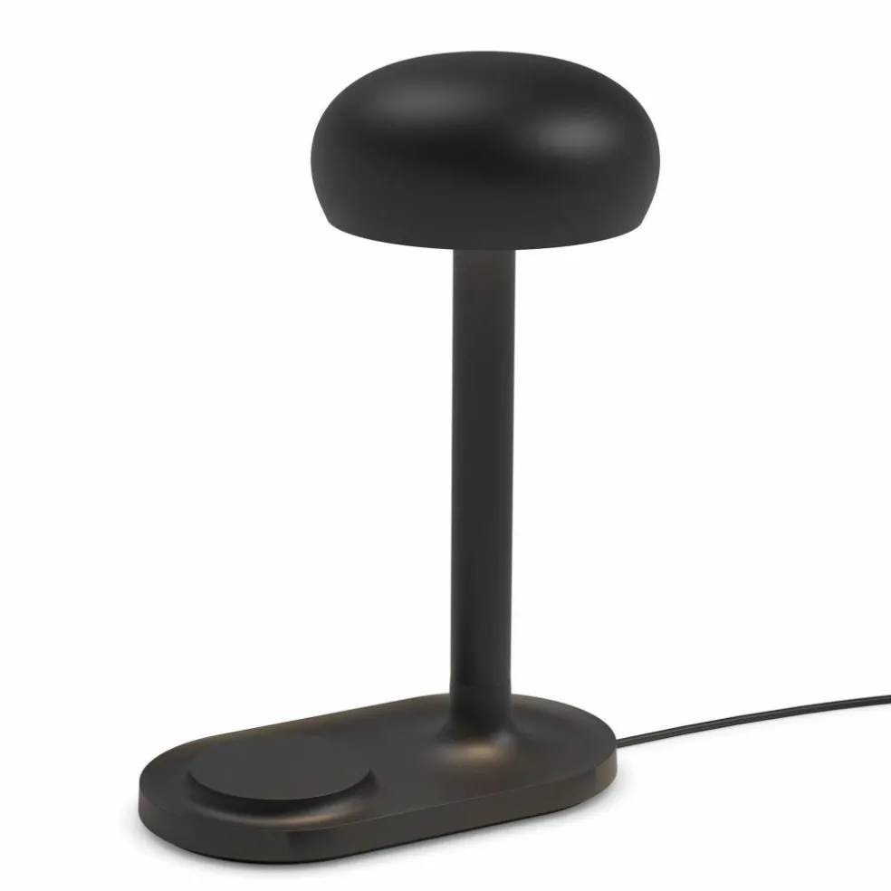 Lampa med trådlös Qi-laddare, black