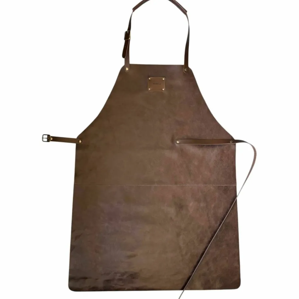Läderförkläde XL, brun