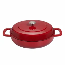Låg gryta med lock 28 cm/5 liter, cherry
