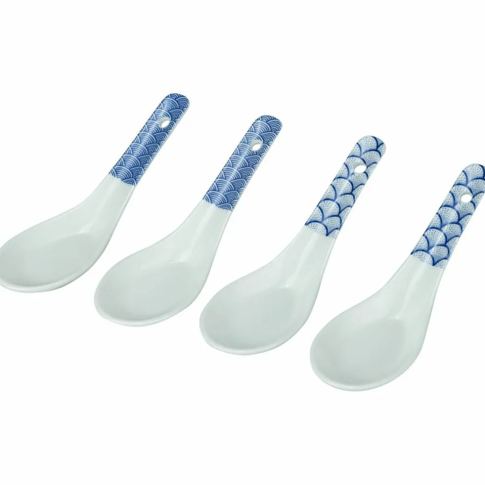 Liten soppsked 4-pack, blå/vit