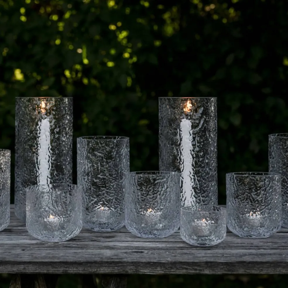 Ljuslykta 25 cm, mönstrat glas
