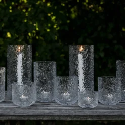 Ljuslykta 25 cm, mönstrat glas