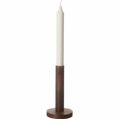 Ljusstake i trä 20 cm, mörkbrun
