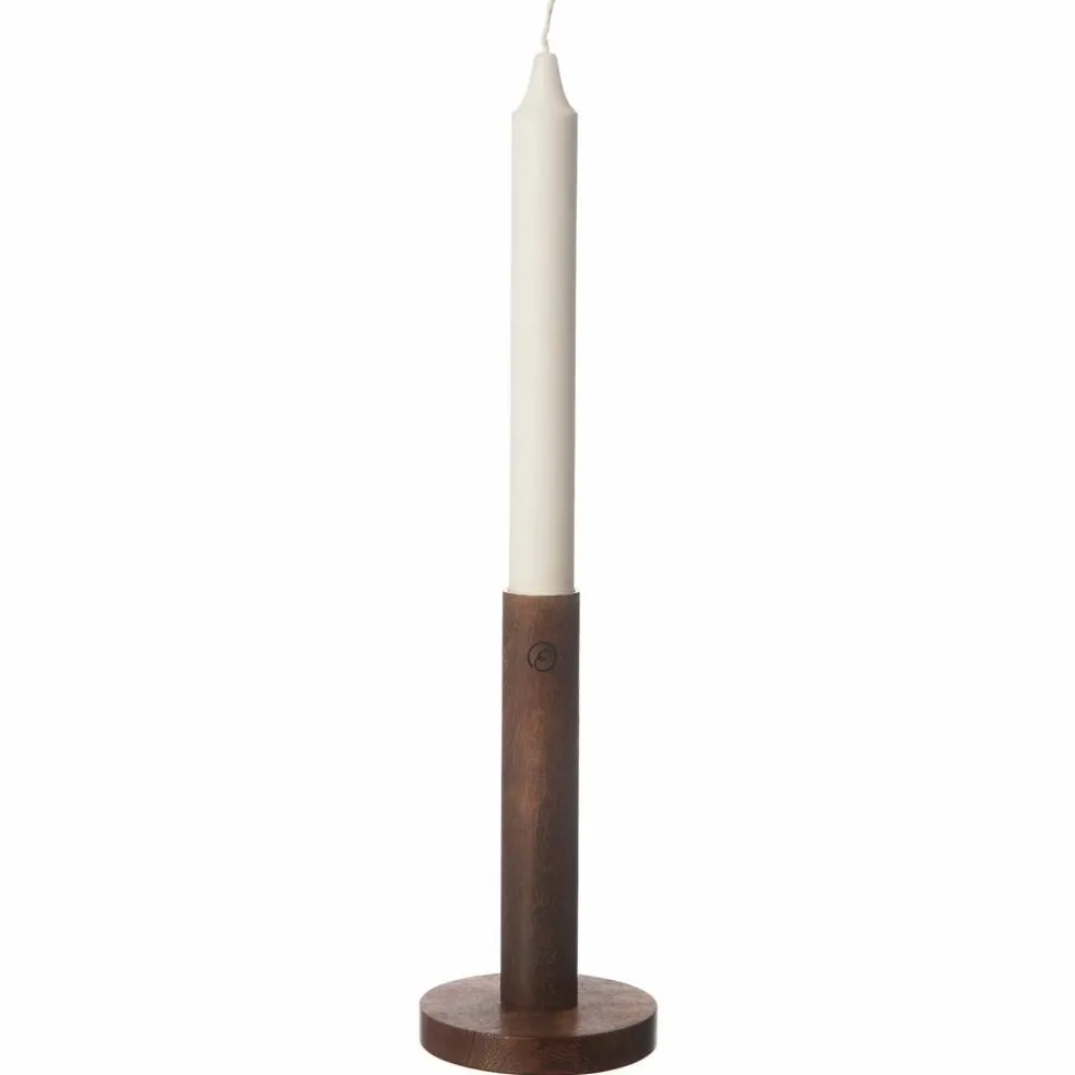 Ljusstake i trä 20 cm, mörkbrun