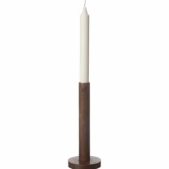 Ljusstake i trä 20 cm, mörkbrun