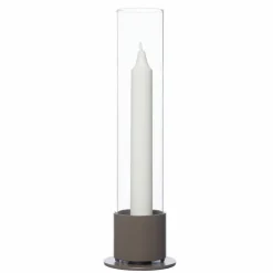 Ljusstake med glascylinder, svart