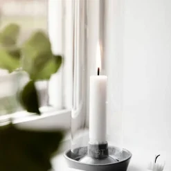 Ljusstake med Glas Mörkgrå