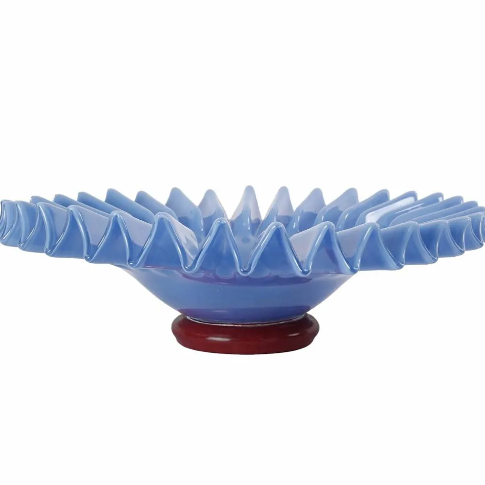 Lori skål 18 cm, ljusblå/vinröd