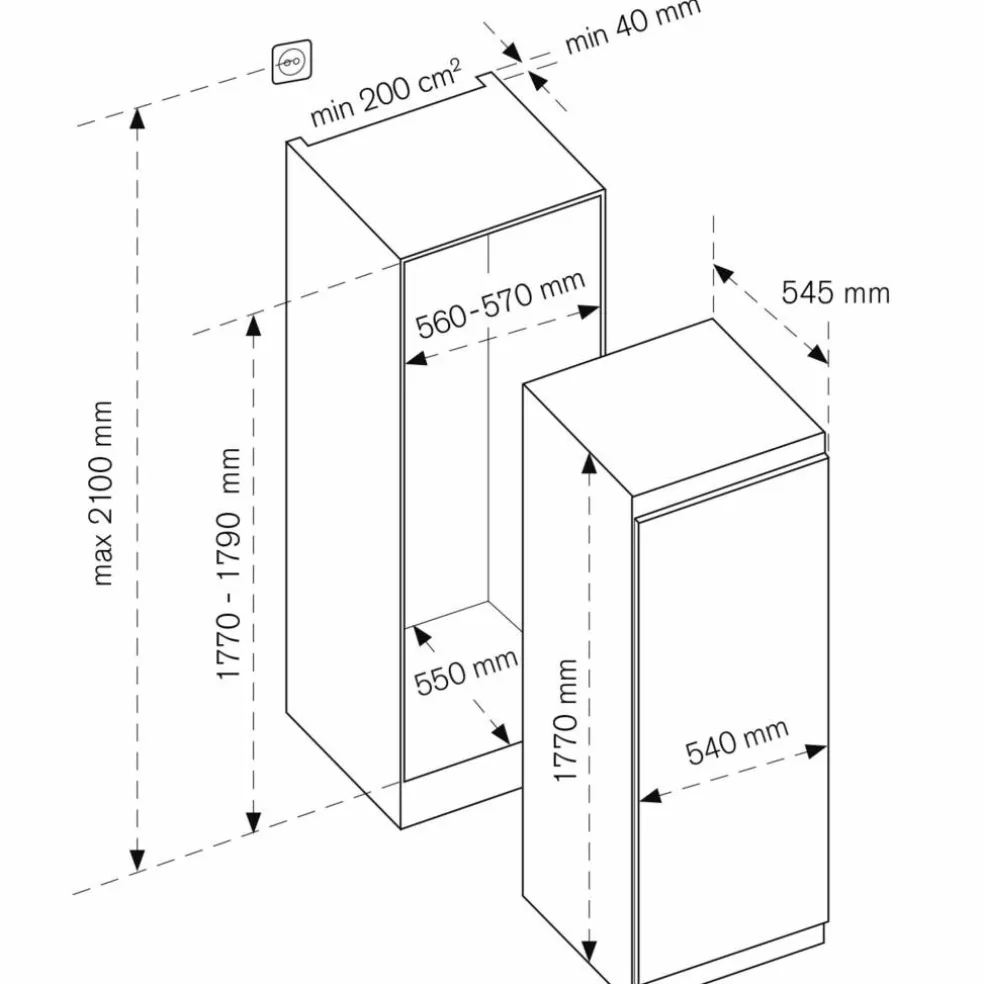LRD603UBNPVC/20 kylskåp integrerat 177 cm