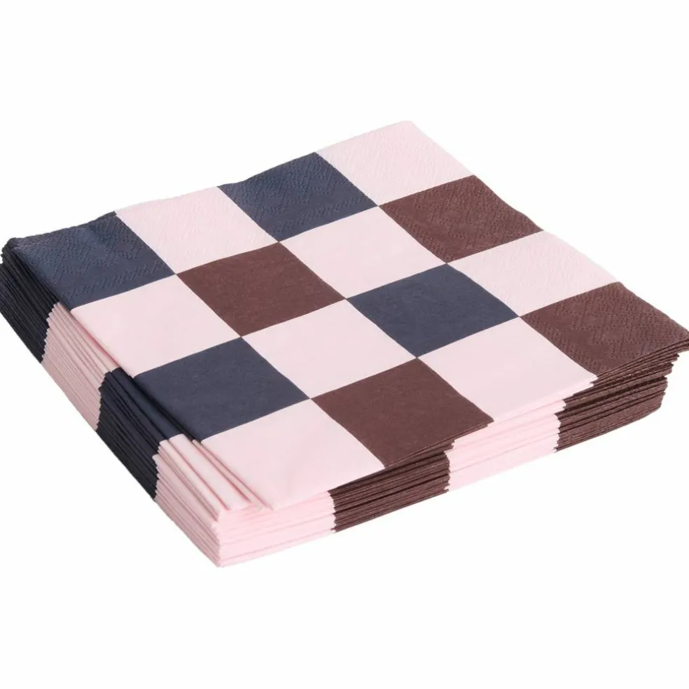 Lunch servett, light pink/dark blue