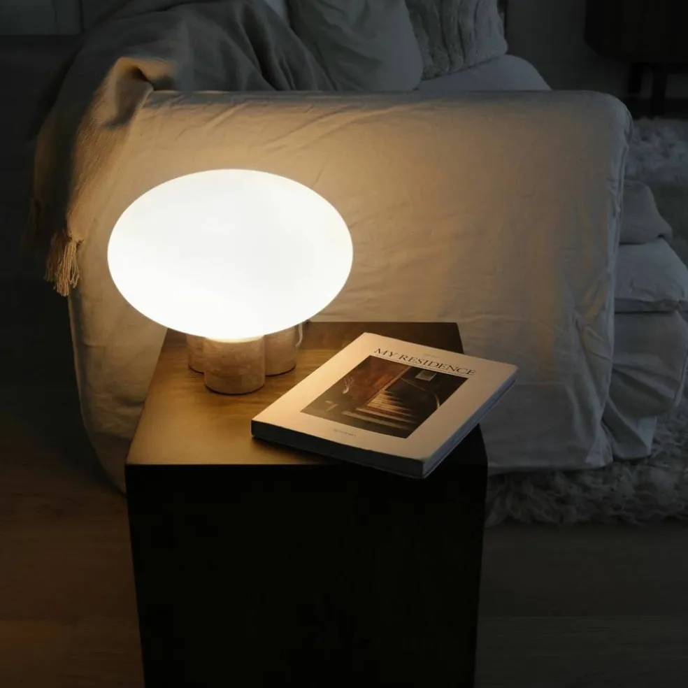 Mammut bordslampa, 28 centimeter, travertin
