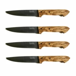 Matkniv 4-pack, rostfritt stål/olivträ