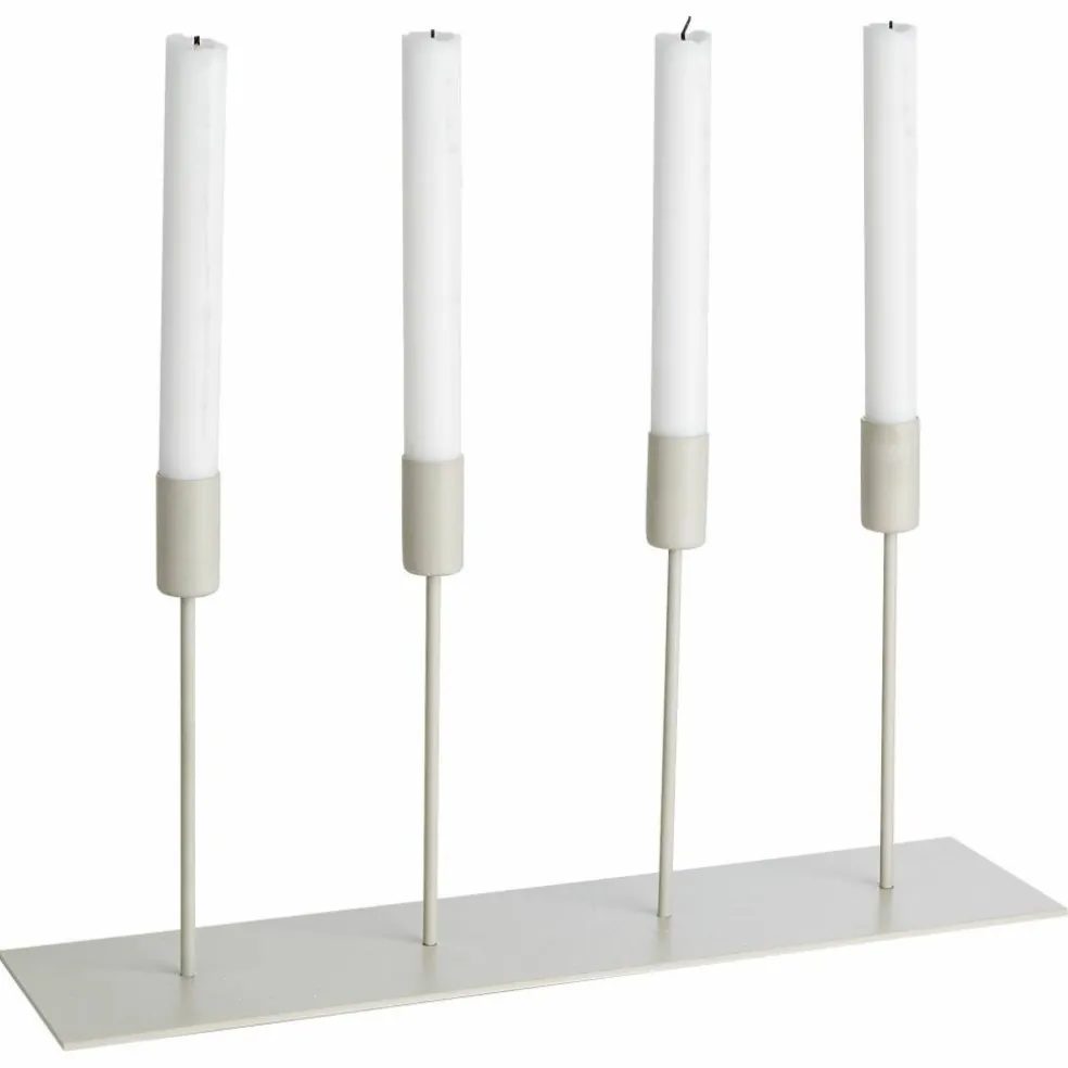 Metall ljusstake till 4 ljus beige