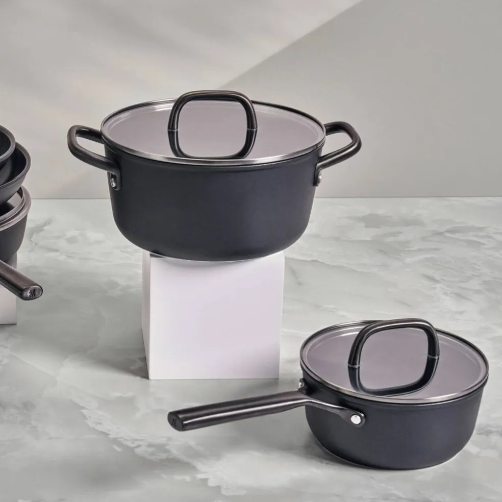 Milano kastrull med glaslock 18 cm, svart