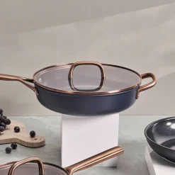 Milano traktörpanna med glaslock 28 cm, svart