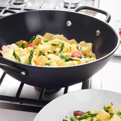 Milano wok 30 cm med glaslock, svart