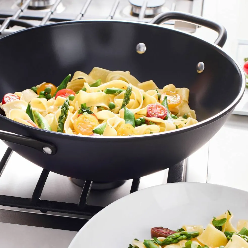 Milano wok 30 cm med glaslock, svart