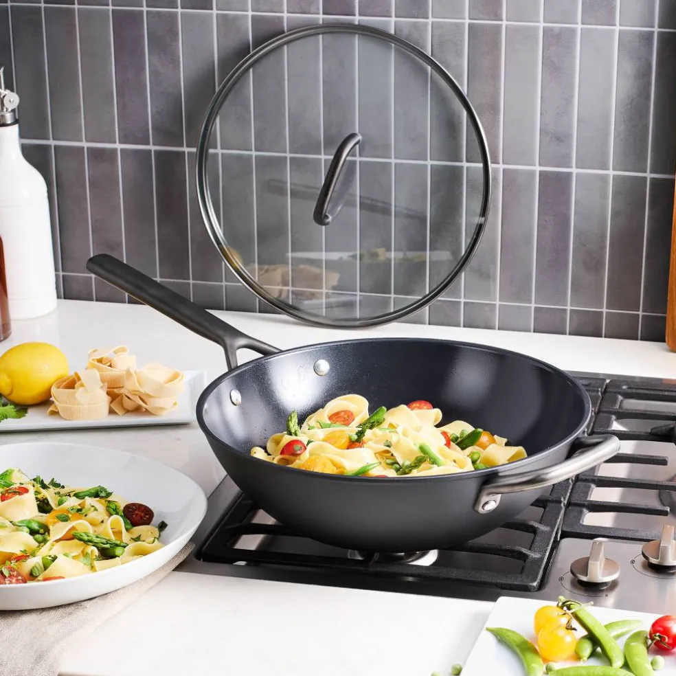 Milano wok 30 cm med glaslock, svart