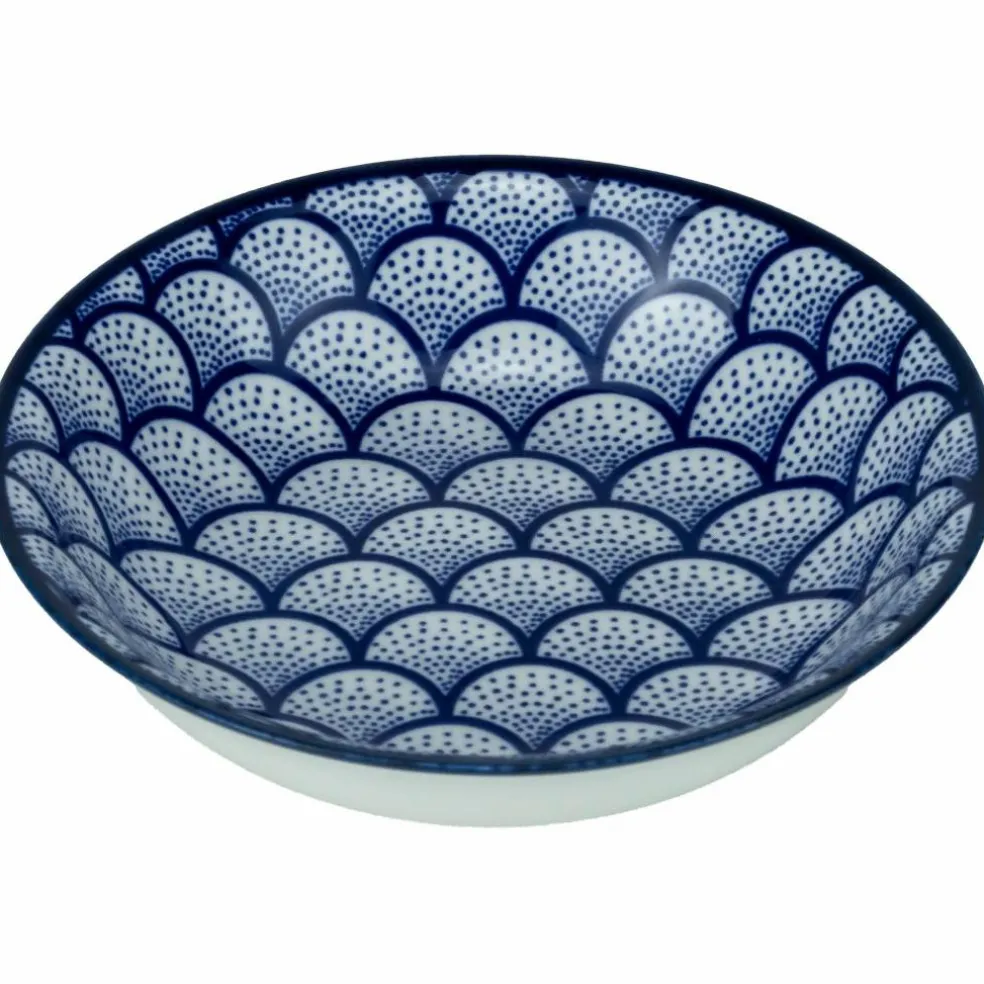 Miniskål 10 cm 4-pack, blå/vit