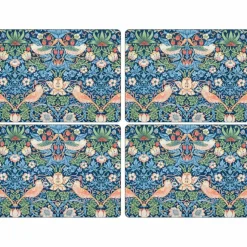 Morris & Co Strawberry Thief Blå Bordsunderlägg 4-pack