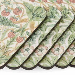 Morris & Co Strawberry Thief glasunderlägg 6-pack, grön