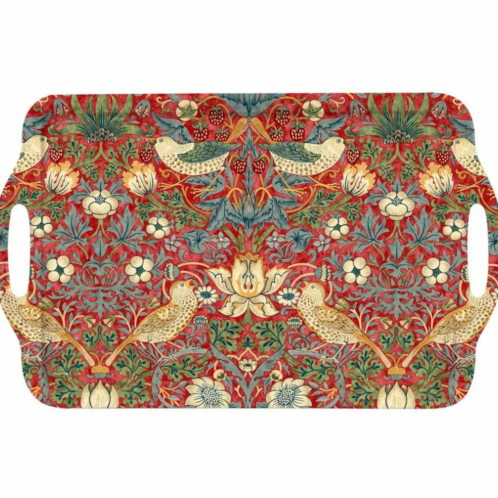 Morris & Co Strawberry Thief Röd Bricka Stor