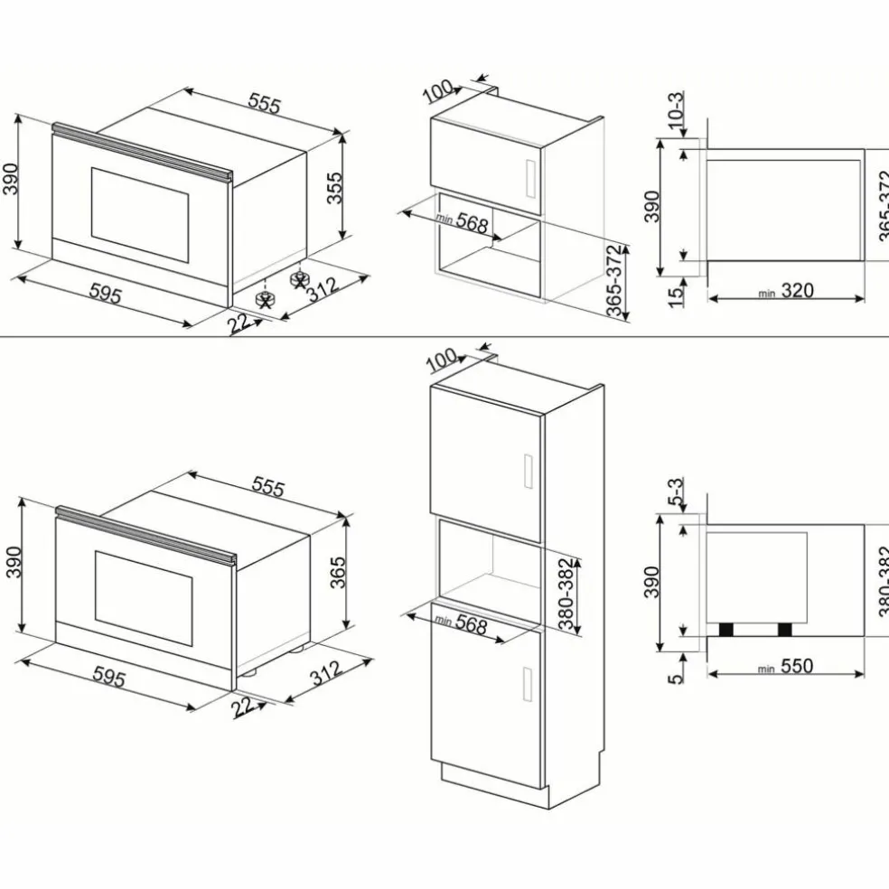 MP122B3 Linea inbyggd mikro 60 cm, svart