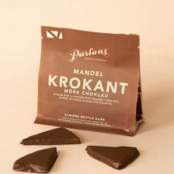 Mörk choklad 70 g, krokant med mandlar