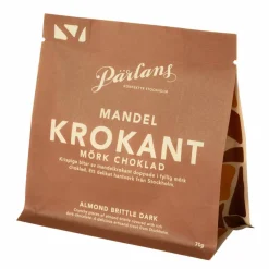 Mörk choklad 70 g, krokant med mandlar