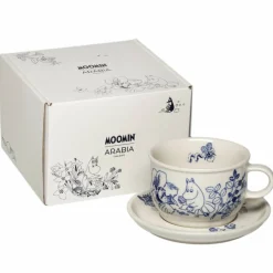 Mumin Haru mugg & tefatset, blå/vit