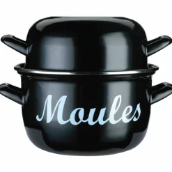 Musselgryta Svart Emalj Stor
