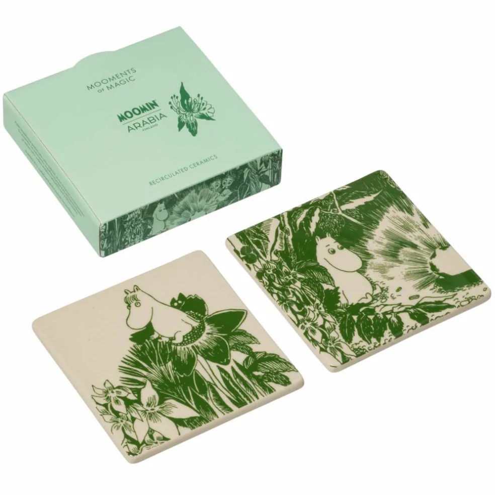 Mystikens skog glasunderlägg 2-pack, grön