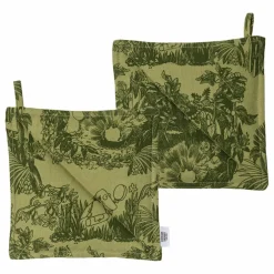 Mystikens skog grytlappar 22 × 22 cm, grön