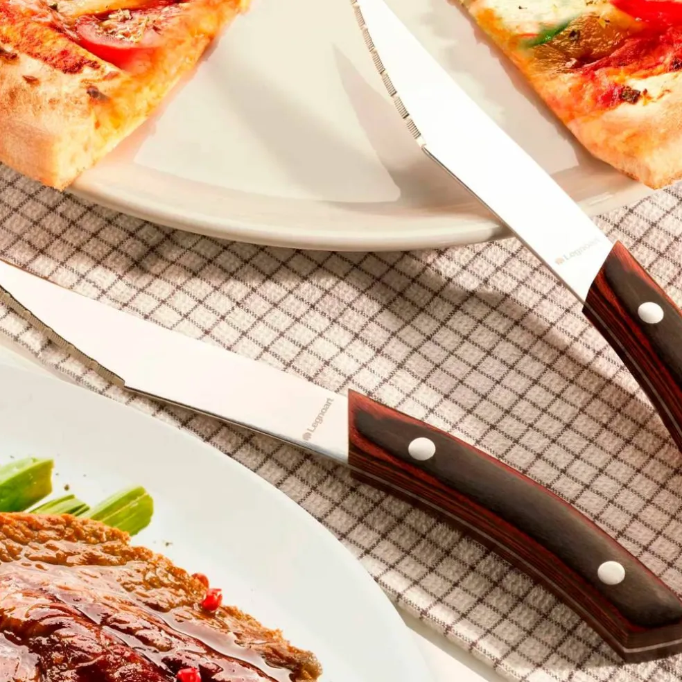 Napoli pizza- och steakknivar 4 st, mörkt trä