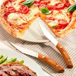 Napoli pizza- och steakknivar 4 st, mörkt trä