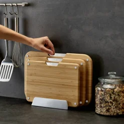 Nest Bamboo skärbrädeset, 3 delar med ställ